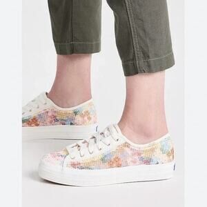 Keds x Rifle Paper Co. Triple Kick Mesh Margaux Floral Platform Sneakers Size 7M